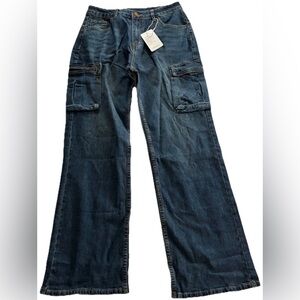 Women’s Cargo Jeans Size 8 Utility Pocket Denim Wide Leg NWT